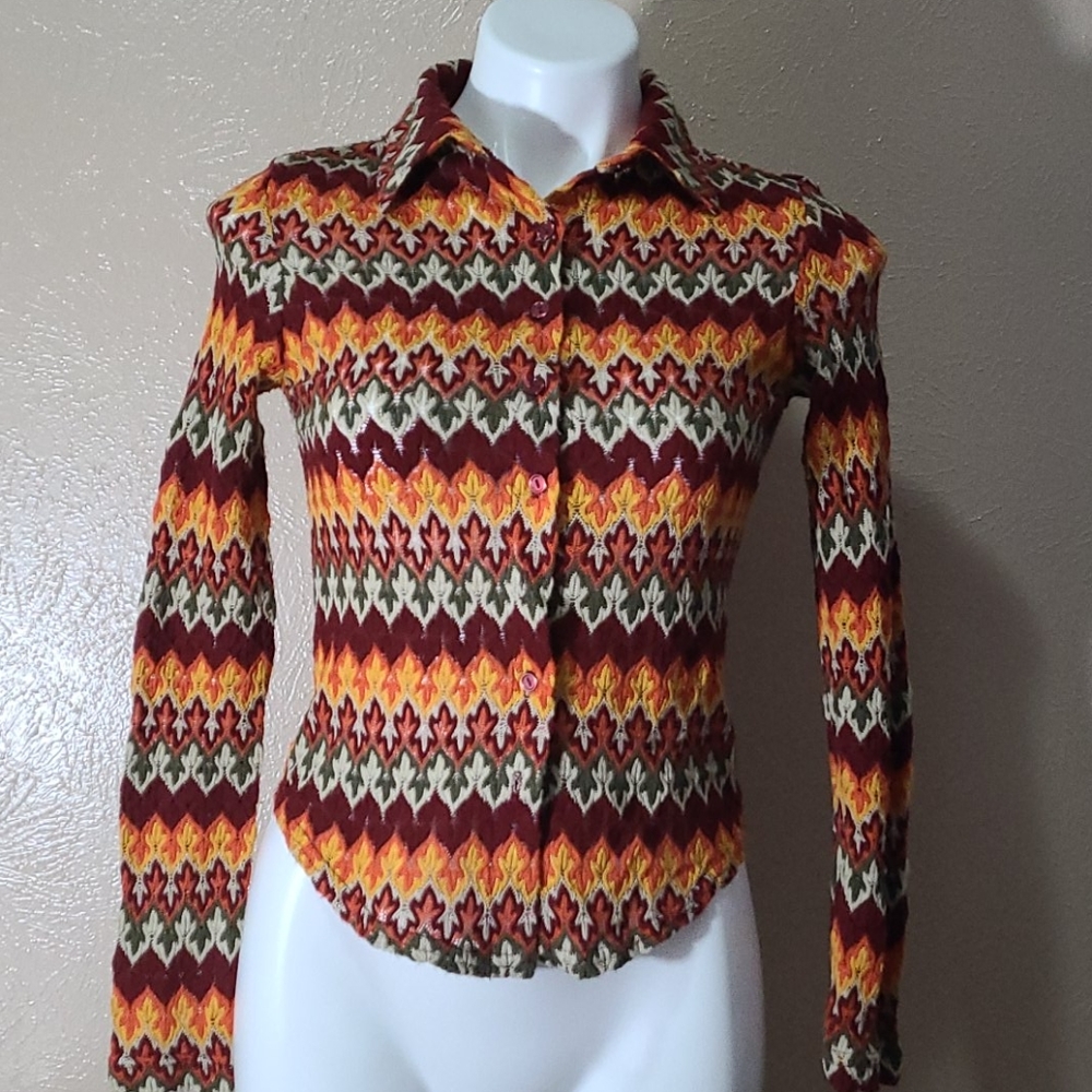 Multi color button up shirt sz xsmall